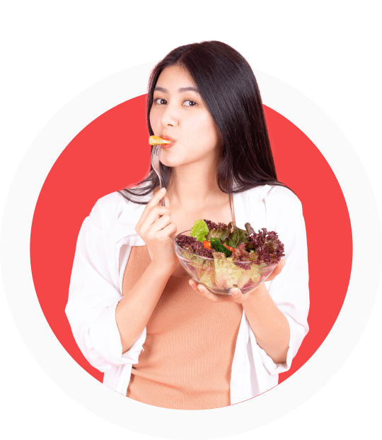 Happy customer enjoying fresh healthy food